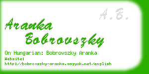 aranka bobrovszky business card